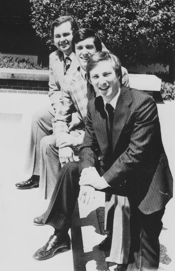 Gary Bonnewell (foreground) as Vice President of the Student Government Association in 1978. He is pictured with fellow students Charlie Jones '79 (background) and Mark Webber '79 (center). Bonnewell yearbook